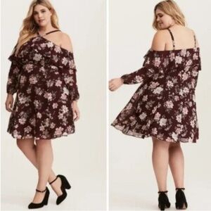 Torrid cold shoulder dress purple floral nwt size 22